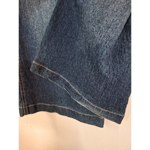 Y2K Dark Wash Stretch Jeans Bootcut/Flare Embroidered Flap Pockets Women Size 12 - Picture 5 of 8